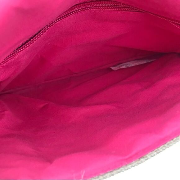 Boutique Multicolor 3D Spring Floral Embellished Burlap Clutch Purse - Picture 15 of 16